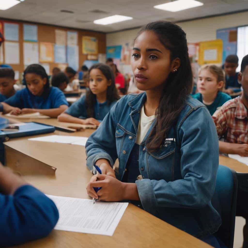 student in a classroom